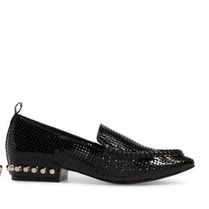Jeffrey Campbell Barnett Loafers Flats Studded Perforated Patent Leather Black 7